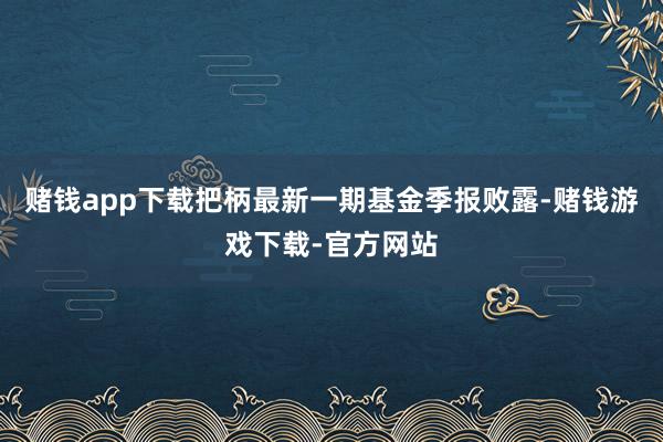 赌钱app下载把柄最新一期基金季报败露-赌钱游戏下载-官方网站